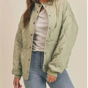 Sadie & Sage Light Green Quilted Bomber Jacket